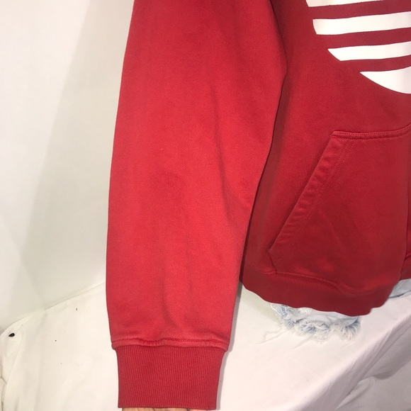 Adidas Red and White Logo Sportswear Casual Hoodie - Picture 5 of 10